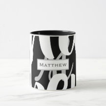 Elegant Black and White Monogram Coffee Mugg