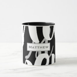 Elegant Black and White Monogram Coffee Mugg