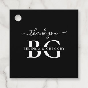 Elegant Black and White Monogram Initialer Bröllop Gåvor Etiketter