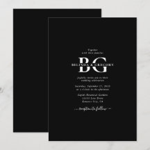 Elegant Black and White Monogram Initialer Bröllop