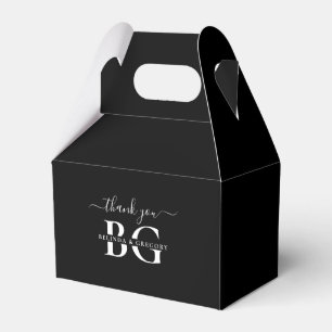 Elegant Black and White Monogram Initialer Bröllop Presentaskar