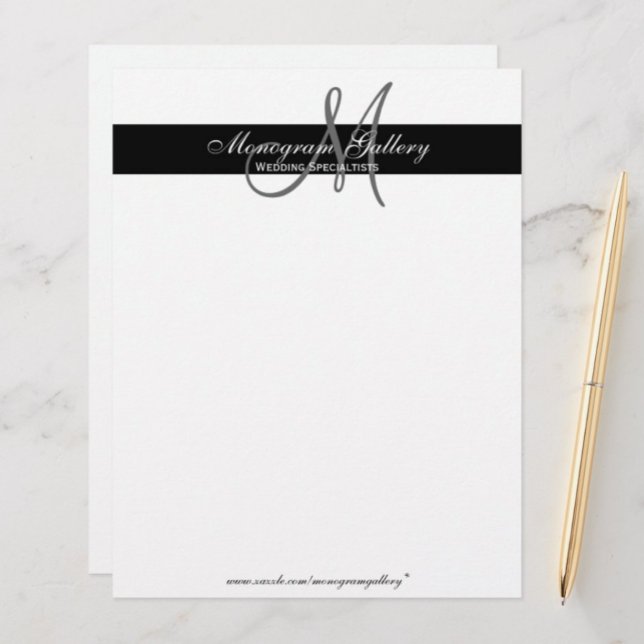 Elegant Black and White Monogram Letterhead Brevhuvud (Skapare uppladdad)