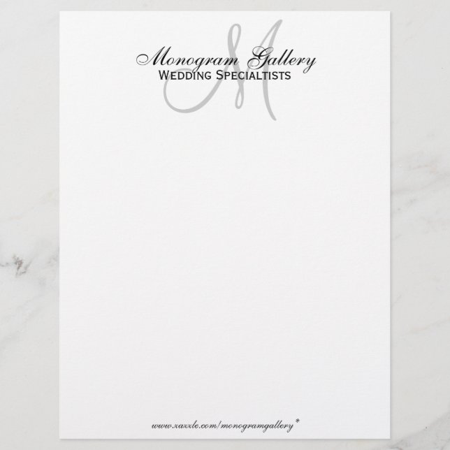 Elegant Black and White Monogram Letterhead Brevhuvud (Framsida)