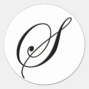 Elegant Black and White Monogram S Runt Klistermärke