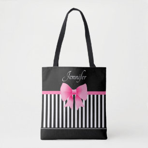 Elegant Black and White Mönster Rosa Bow Tygkasse
