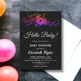Elegant Black and White Neon Fall Baby Shower Inbjudningar