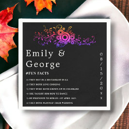 Elegant Black and White Neon Foliage Bröllop Pappersservett