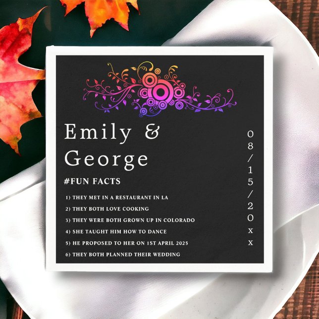 Elegant Black and White Neon Foliage Bröllop Pappersservett (Skapare uppladdad)