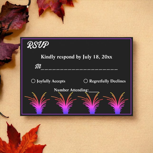 Elegant Black and White Neon Grass Fall bröllop OSA Kort (Skapare uppladdad)