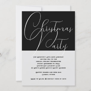 Elegant Black and White Office jul Party Inbjudningar