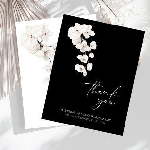 Elegant Black and White Orchid Bröllop Tack Kort