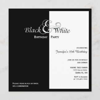 Elegant Black and White Party Inbjudningar