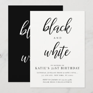 Elegant Black and White Party-inbjudningar Inbjudningar