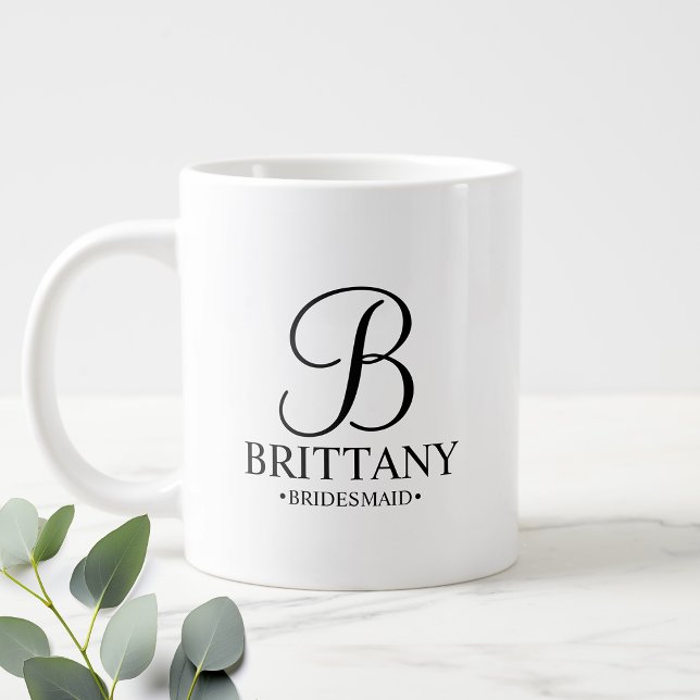 Elegant Black and White Personlig Bridesmaid Co. Jumbo Mugg (Skapare uppladdad)