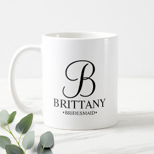 Elegant Black and White Personlig Bridesmaid Kaffemugg
