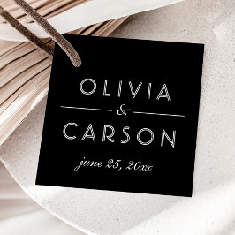 Elegant Black and White Personligt bröllp Monogram Gåvor Etiketter