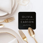 Elegant Black and White Personligt bröllp Monogram Underlägg Papper Kvadrat<br><div class="desc">Modern och chic svart och vitt bröllop underlägg har en elegant och minimal svart typografisk monogramdesign som kan vara personlig med briden och trimningen namn och bröllop.</div>