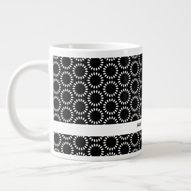 Elegant Black and White Petal Mandala Pattern Jumbo Mugg (Vänster)