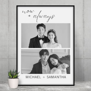 Elegant Black and White Photo Bröllop Poster
