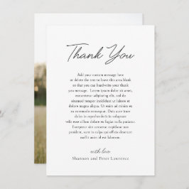 Elegant Black and White Photo Classic Bröllop Tack Kort