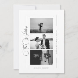 Elegant Black and White Photo Collage Bröllop Inbjudningar