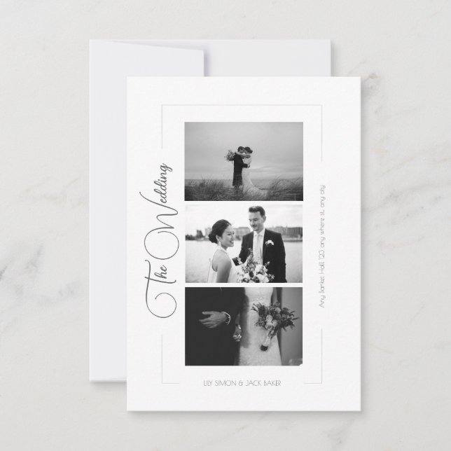 Elegant Black and White Photo Collage Bröllop OSA Kort (Framsida)