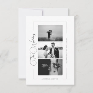 Elegant Black and White Photo Collage Bröllop OSA Kort