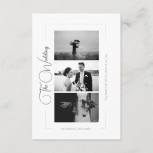 Elegant Black and White Photo Collage Bröllop Tilläggskort