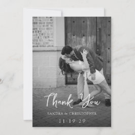 Elegant Black and White Photo Modern Wedding Tack Kort