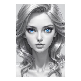 Elegant Black and White Porträtt Art Fototryck