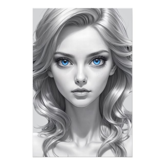 Elegant Black and White Porträtt Art Fototryck (Framsidan)