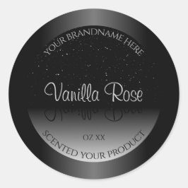 Elegant Black and White Product Label Soft Glitter Runt Klistermärke