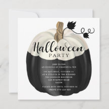 Elegant Black and White Pumpkin Halloween fest