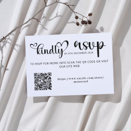Elegant Black and White Qr Code Wedding Replay OSA Kort