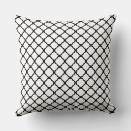 Elegant Black and White Quatrefoil Mönster Kudde
