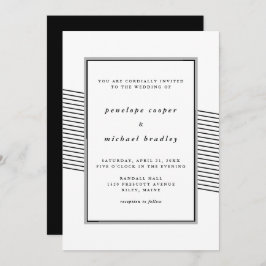 Elegant Black and White Rand Bröllop Inbjudningar