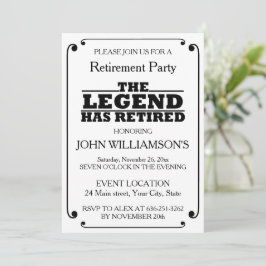 Elegant Black and White Retirement party Inbjudningar