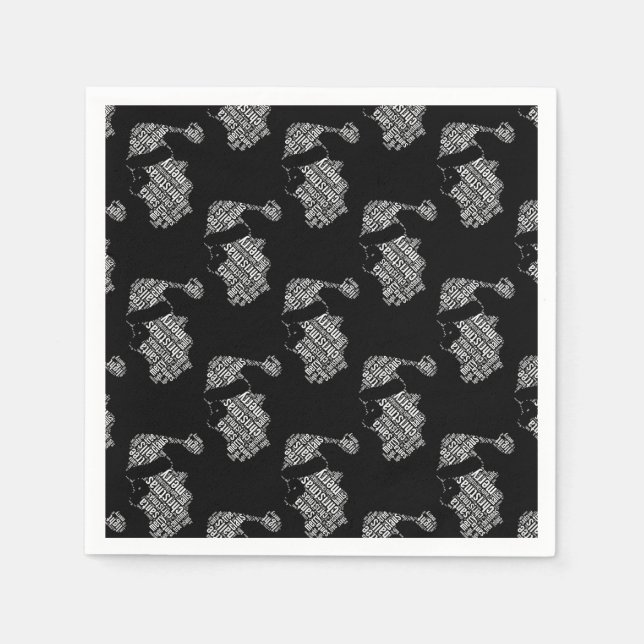 Elegant Black and White Santa Typography jul Pappersservett (Framsidan)