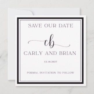 Elegant Black and White Save the Date  Inbjudningar