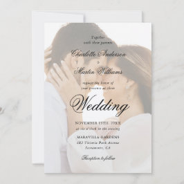 Elegant Black and White Script 2 Photo Wedding Inbjudningar
