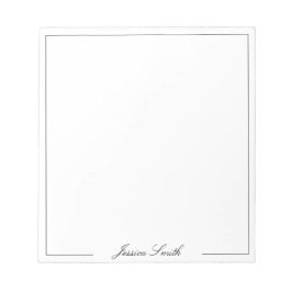Elegant Black and White Script Monogram Border Anteckningsblock