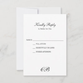 Elegant Black and White Script Monogram Wedding OSA Kort