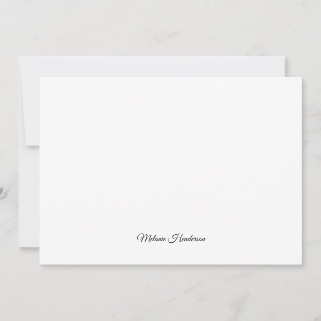 Elegant Black and White Script Note Card Anteckningskort (Framsida)
