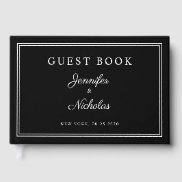 Elegant Black And White Script Wedding Gästböcker