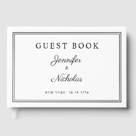 Elegant Black And White Script Wedding Gästböcker