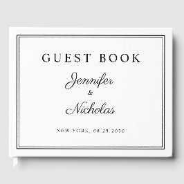 Elegant Black And White Script Wedding Gästböcker