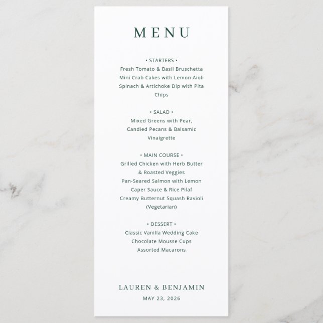 Elegant Black and White Serif Wedding Menu Meny (Framsida)