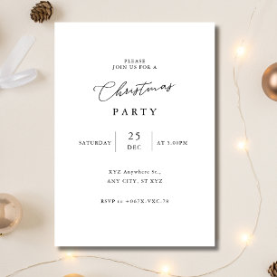 Elegant Black and White Simple jul Party Inbjudningar