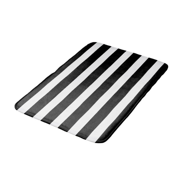 Elegant Black and White Stripe Bathroom Mat Badrumsmatta (Vinklad)
