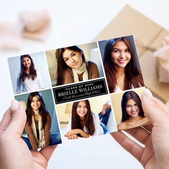 Elegant Black and White Studenten Photo Collage Meddelande (Skapare uppladdad)